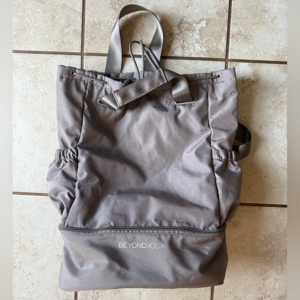 Beyond Yoga Gray Drawstring Bag - image 2